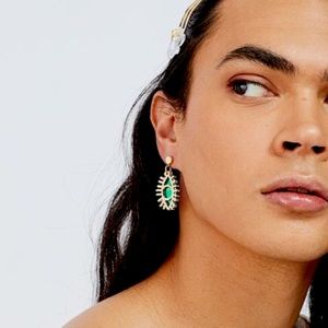 Eye earrings multi chrome acrylic